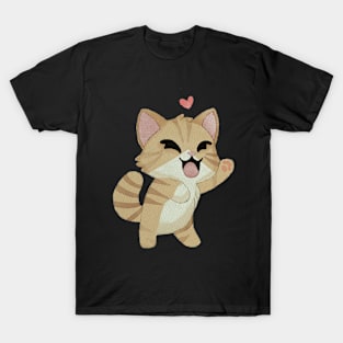 Happy kitty with little heart T-Shirt